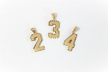 Load image into Gallery viewer, 10K Solid Yellow Gold Number Digit Charm Pendant 0-9 Diamond Cut 2 Sizes
