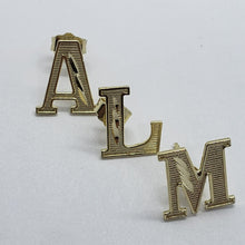 Load image into Gallery viewer, 10K solid Yellow Gold Diamond Cut Initial Alphabet Letter Stud Earrings A to Z

