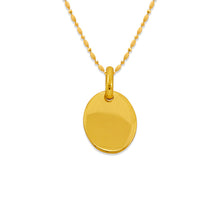 Load image into Gallery viewer, 14K Yellow White Gold Plain Oval Pendant Disc Charm High Polished 1.6g 11.5x15mm
