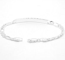 Load image into Gallery viewer, 925 Sterling Silver Personalized Custom Engraved Figaro Link ID Bracelet 5mm
