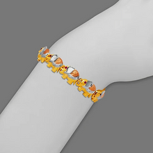 Load image into Gallery viewer, 14K Tricolor Gold Fancy Elephant High Polished Bracelet 10mm Wide, 15.4grams
