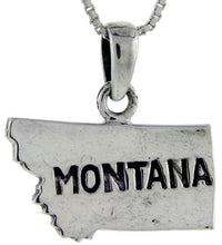Load image into Gallery viewer, 925 Sterling Silver Flat Map of State of Montana Pendant 7/8 Inch Tall (22mm)
