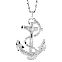 Load image into Gallery viewer, 925 Sterling Silver Anchor Wrapped with Rope Pendant 1 1/16 Inch Tall (27mm)
