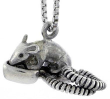 Load image into Gallery viewer, 925 Sterling Silver Eating Opossum Charm Pendant Antique Finish 3/4 (19mm) Inch

