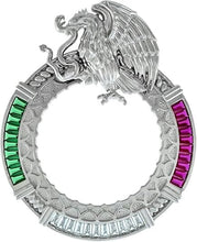 Load image into Gallery viewer, Silver TriColor Baguette Cut Mexican 50 Peso Gold Centenario Coin Bezel 37mm
