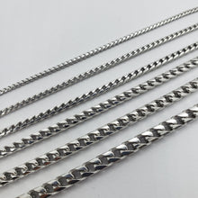 Load image into Gallery viewer, Sterling Silver Franco Chain Necklace Rhodium Finish Italy 1.5mm-4.5mm 16"-36"
