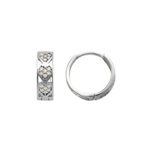 Load image into Gallery viewer, 14K Yellow or White Gold Earrings Sparkling Accents Heart Huggies Hoop 4.5x14mm
