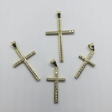 Load image into Gallery viewer, Authentic 14K Yellow Gold CZ Cross Pendant with/out white gold Jesus 4 Sizes
