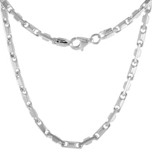 Load image into Gallery viewer, 925 Sterling Silver Beveled Edges Italian Baht Chain Necklace 3mm 7" to 30"
