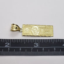 Load image into Gallery viewer, 10K Authentic Yellow Gold $100 One Hundred Dollar Bill Pendant Charm Diamond Cut

