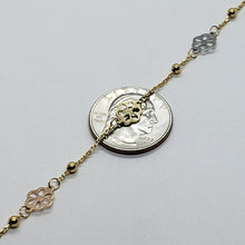 Load image into Gallery viewer, 14K Tricolor Gold Flower Charm Anklet Bracelet High Polished 10 inch Chain Women
