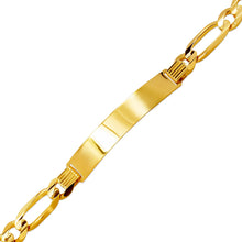 Load image into Gallery viewer, 14K Yellow Gold Figaro Concave ID Bracelet 7mm/8mm 8" 8.5" Engraving Available
