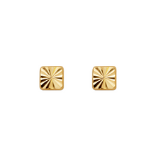 Load image into Gallery viewer, 14K Yellow Gold Diamond Cut Square Stud Earrings 5x5mm 2grams Screw Backing
