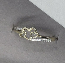 Load image into Gallery viewer, Authentic 10K Yellow Gold Three Hearts Promise Ring with CZ Women Size 5 to 9
