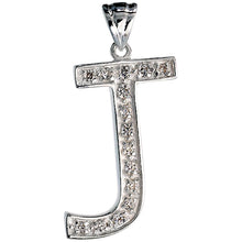 Load image into Gallery viewer, 925 Sterling Silver CZ Block Initial Letter Alphabet Pendant 1 5/8 Inch Wide
