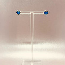 Load image into Gallery viewer, Sterling Silver Synthetic Opal Stud Heart Earrings
