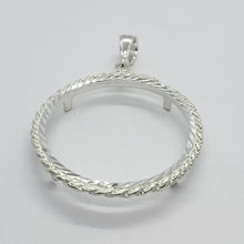 Load image into Gallery viewer, Sterling Silver Dollar Coin Rope Bezel 38 mm Coins Prong Back Diamond Cut Shiny
