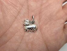 Load image into Gallery viewer, 925 Sterling Silver Fat Cow Pendant Oxidized Finish 5/8 (16mm) Inch Wide
