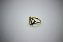 Load image into Gallery viewer, 10K Solid Gold Initial Ring Heart with Flower Yellow and Rose Gold
