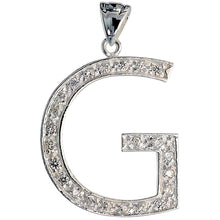 Load image into Gallery viewer, 925 Sterling Silver CZ Block Initial Letter Alphabet Pendant 1 5/8 Inch Wide
