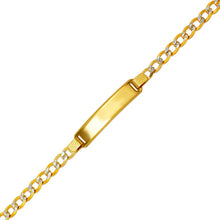 Load image into Gallery viewer, 14K White Pave Gold Baby ID Bracelet Curb X-Light Chain 6mm ID 4mm 6" Engraving
