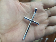 Load image into Gallery viewer, 925 Sterling Silver Plain 4mm Tubular Cross Pendant 2 1/4 Inch Tall (56mm)
