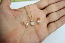 Load image into Gallery viewer, 14K Yellow Gold Heart Set Pendant Earrings Box Chain Necklace
