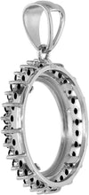 Load image into Gallery viewer, Sterling Silver Cubic Zirconia Nickel Bezel Black White CZ Halo 22mm Coin 5 Cent
