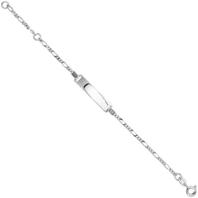 Load image into Gallery viewer, 925 Sterling Silver Children Square ID Bracelet Figaro link baby sizes 5 - 6inch
