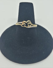 Load image into Gallery viewer, 14K Yellow Gold Three Hearts Promise Ring with CZ Women Size 5 - 9
