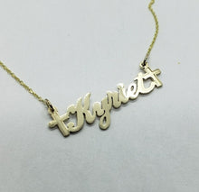 Load image into Gallery viewer, 10K Solid Yellow Gold Handmade Personalized Custom Name Pendant Charm with Cross
