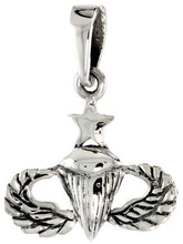 Load image into Gallery viewer, 925 Sterling Silver U.S. Senior Paratrooper Charm Pendant 3/4 (19mm) Inch Tall
