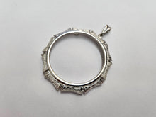Load image into Gallery viewer, 925 Sterling Silver 1oz Round Coin Bezel Bamboo Shape Edge 39mm Prong Back
