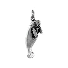 Load image into Gallery viewer, 925 Sterling Silver Plain Manatee Charm Pendant 1 Inch (25mm) Tall

