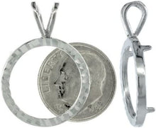Load image into Gallery viewer, Sterling Silver Dime Bezel 18mm Coin Frame Bezel Pendant Diamond Cut Finish Dime
