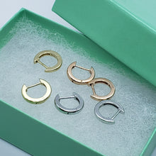 Load image into Gallery viewer, 14K Yellow White Rose Gold Elegant High Polished Huggie Hoop Earrings 2x10mm
