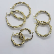 Load image into Gallery viewer, Authentic 10K Yellow Gold Round Twisted Hoop Door Knocker Earrings Women 3 Sizes
