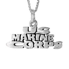 Load image into Gallery viewer, 925 Sterling Silver US Marine Corps Word Necklace with 18 Inch Long Box Chain
