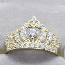 Load image into Gallery viewer, 10K Solid Yellow Gold CZ Crown Ring Royal Polished Band Women Girls High Quality
