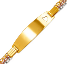 Load image into Gallery viewer, 14K Tri Color Gold Bizmark Baby ID Bracelet 7mm/4mm 6" Engraving Available
