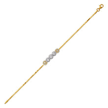 Load image into Gallery viewer, 14K Two Tone Gold 6mm Center, 1mm Bracelet Ladies High Polished Fancy Chain
