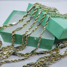 Load image into Gallery viewer, Authentic 14k Real Gold Two Tone Figarope Chain Necklace Lobster 3mm-6mm 18"-30"
