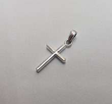 Load image into Gallery viewer, 925 Sterling Silver Smooth Rounded Bar Cross Pendant 1 Inch (25mm) Tall
