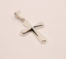 Load image into Gallery viewer, 925 Sterling Simple Beveled Edge Rhombus-Shape Cross Pendant
