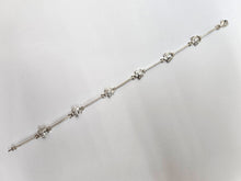 Load image into Gallery viewer, 925 Sterling Silver Fine Flower Station Bracelet with CZ High Polished 7.5" Long
