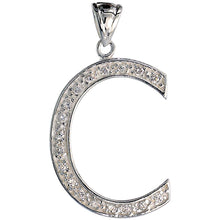 Load image into Gallery viewer, 925 Sterling Silver CZ Block Initial Letter Alphabet Pendant 1 5/8 Inch Wide
