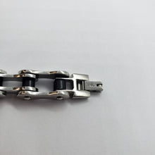 Load image into Gallery viewer, Stainless Steel Bicycle Chain Bracelet Black Rubber Accent for Men 1/2 inch
