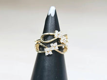 Load image into Gallery viewer, 14K Yellow Gold Twist Curves Huggies Hoop Earrings with CZ Stones Latch back
