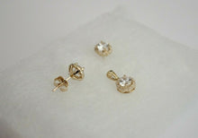 Load image into Gallery viewer, 14K Yellow Gold Round Solitaire Set Pendant Earrings Singapore Chain Necklace
