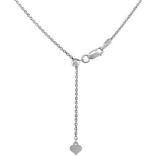 Load image into Gallery viewer, 925 Sterling Silver Adjustable Rhodium Finish Cable Chain Necklace 1.3mm 24"
